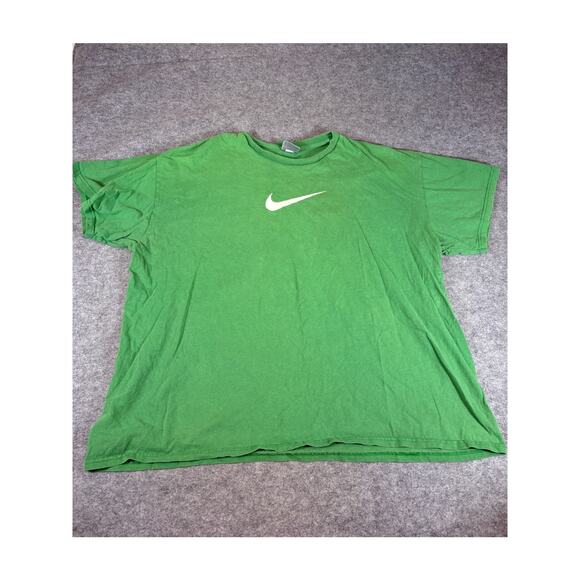 VINTAGE 90s Nike Swoosh Shirt Mens 2XL Green Short Sleeve Tee Minimalist Y2K - Picture 1 of 6